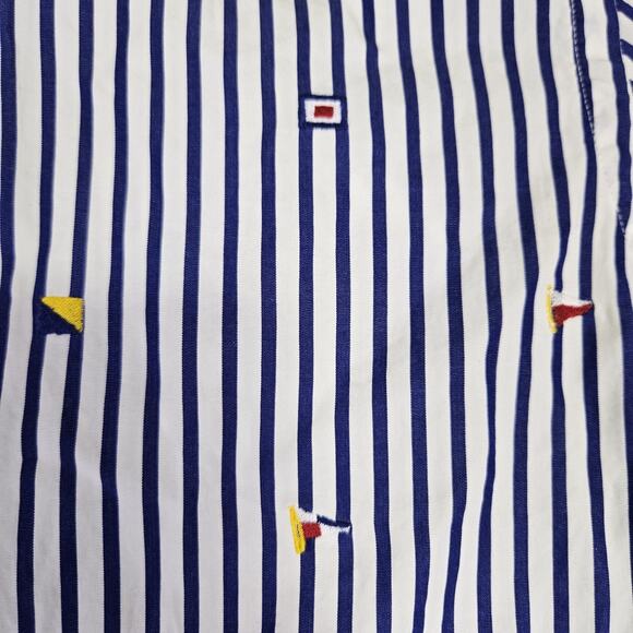 Ralph Lauren Womens Pennant Blouse Nautical Flag Button Down Striped Embroider M - Picture 10 of 16